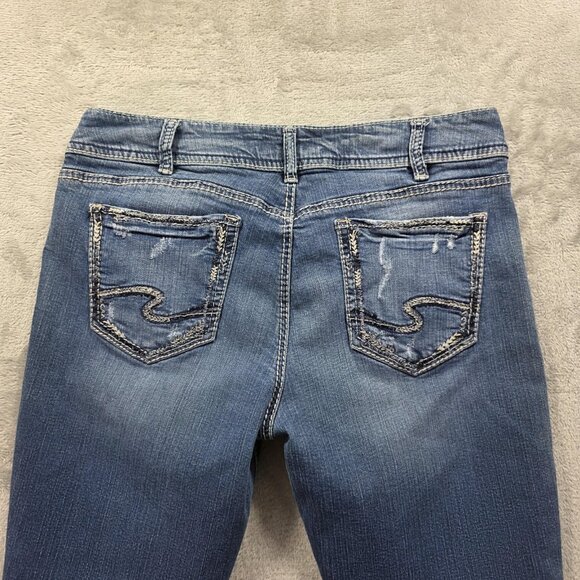 Silver Jeans Co Jeans Womens 32x27 Blue Suki Ankle Slim Stretch Distressed Curvy - Picture 3 of 11